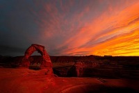 Delicate Red Glow Aeolian landform,Afterglow,Arch,Arches National Park,Arches National Park,Delicate Arch,Badlands,Bedrock,Cloud,Coast,Desert,Ecoregion,Erosion,Evening,Fault,Formation,Geological phenomenon,Geology,Heat,Hill,Makhtesh,Mountain,Natural arch,Natural landscape,